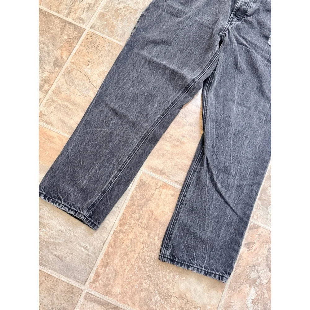 Old Navy High Rise Black Mom Jeans Womens 12 Tall Distressed Straight Leg